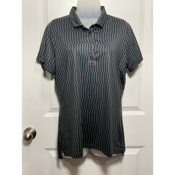 Nike Golf Tops - Nike Golf Dri-Fit Women's Large Black Geometric Print Short Sleeve Polo Shirt